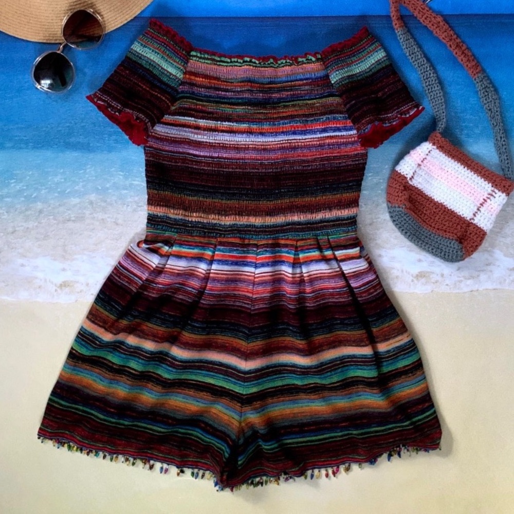 Purple multicolor dress in style beach